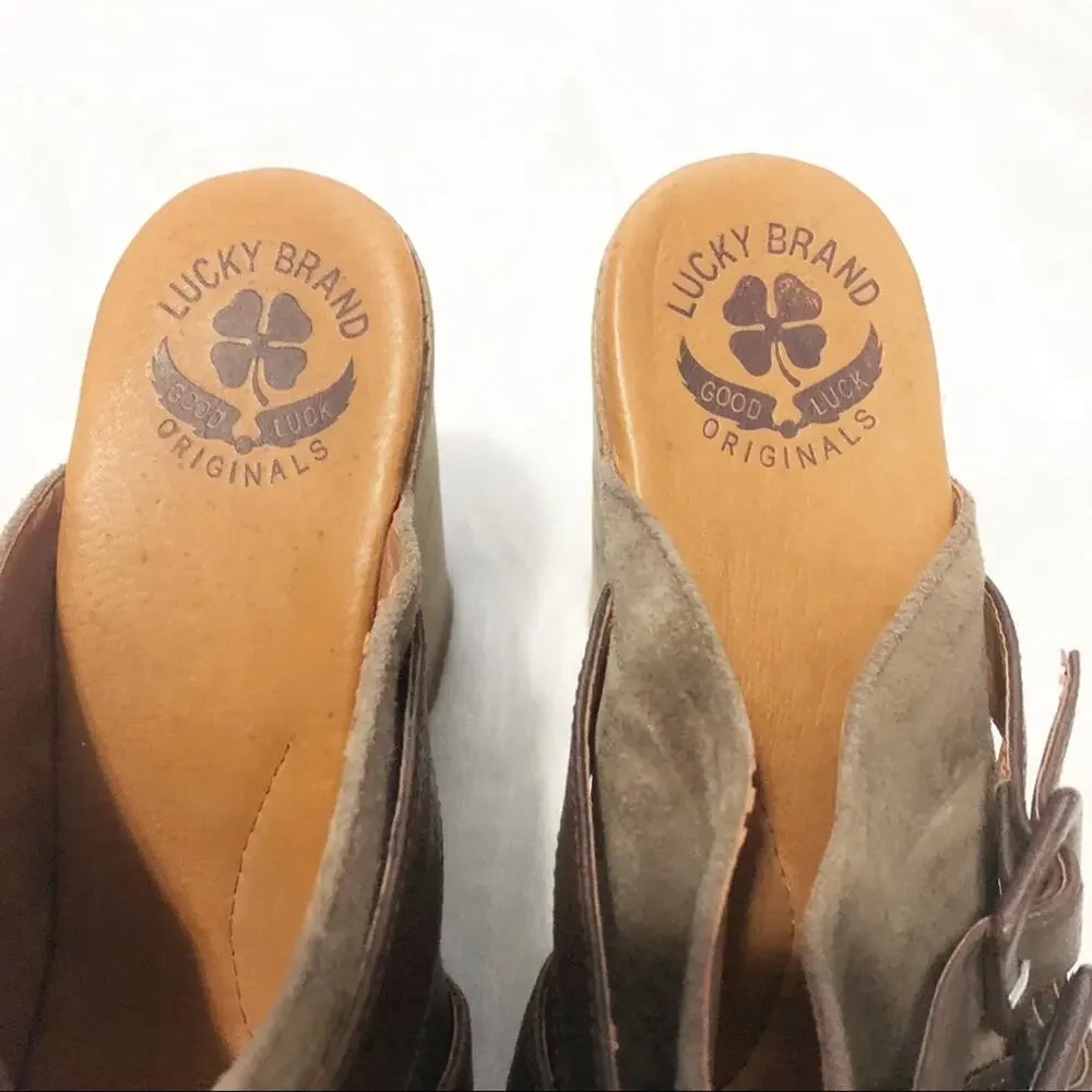 Lucky Brand Latrice brown buckle wedge sandal 9.5